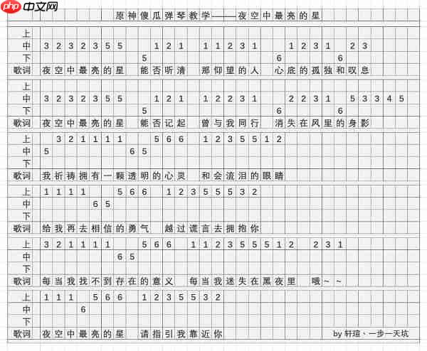 原神夜空中最亮的星琴谱是什么-夜空中最亮的星琴谱一览
